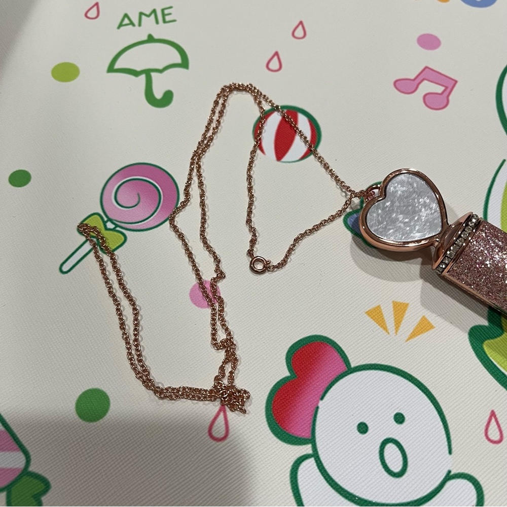 Red Lipstick in a Glittery Pink Tube with a Mirror Heart on Top - NIB - Picture 12 of 16